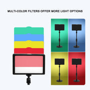 6 Inch 3200-5500K Three-color Temperature Photography Flat-panel Live Fill Light,Spec: 2.1m Bracket