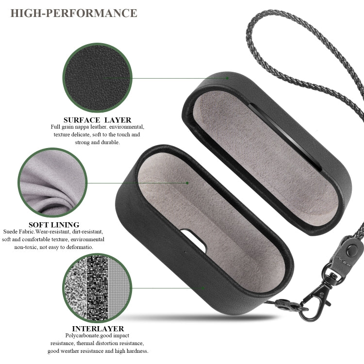Wireless Earphone Protective Shell Leather Case Split Storage Box For Airpods Pro(Black)