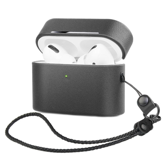 Wireless Earphone Protective Shell Leather Case Split Storage Box For Airpods Pro(Black)