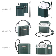 Wireless Earphone Protective Shell Leather Case Split Storage Box For Airpods Pro( Green)