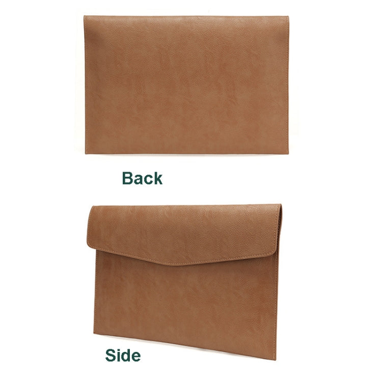 PU Leather Litchi Pattern Sleeve Case For 14 Inch Laptop, Style: Single Bag (Light Brown)