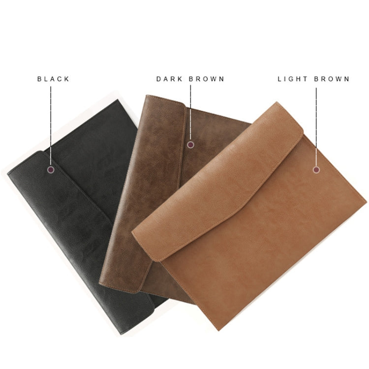 PU Leather Litchi Pattern Sleeve Case For 14 Inch Laptop, Style: Single Bag  (Dark Brown)