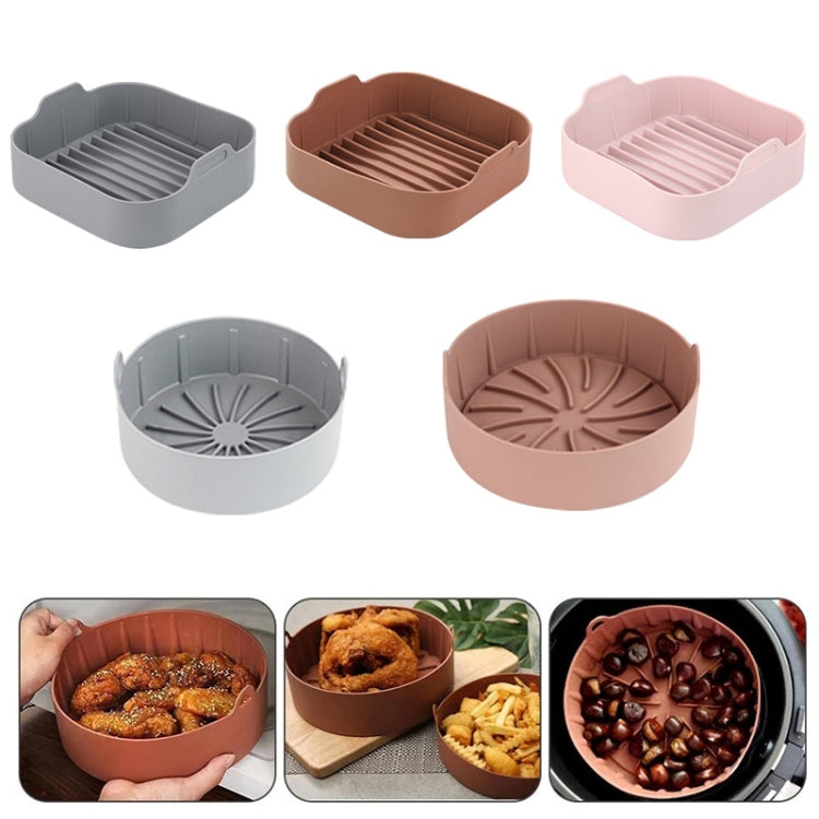 Air Fryer Silicone Grill Pan Accessories, Size: Square 20.5 cm(Gray)