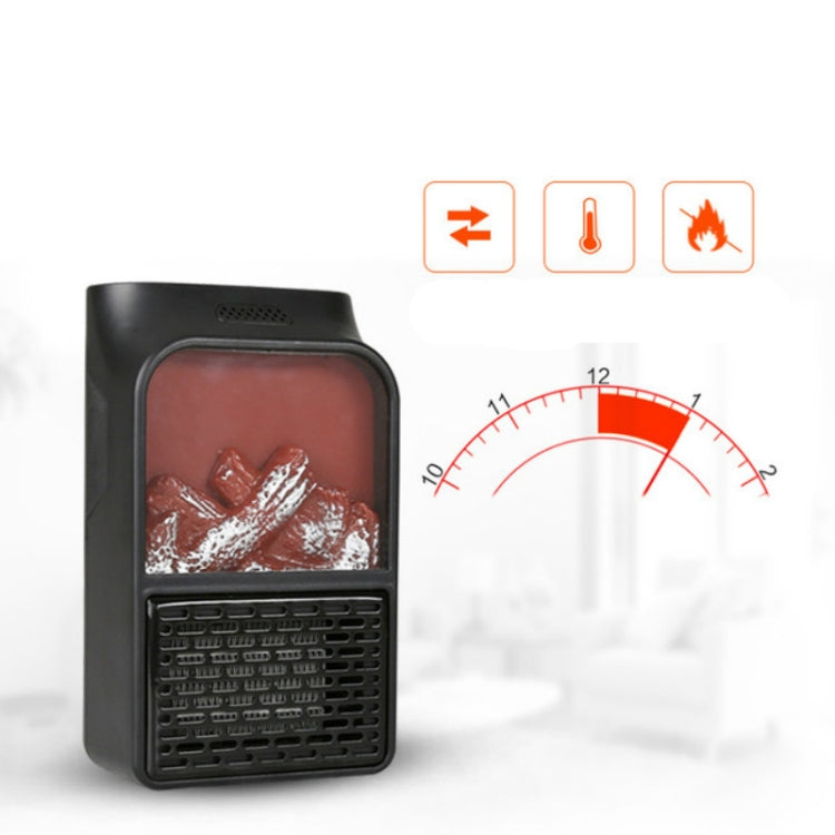 Flame Simulation Mini Portable Desktop Heater, Style:Without Remote Control, Plug Type:US(Black)