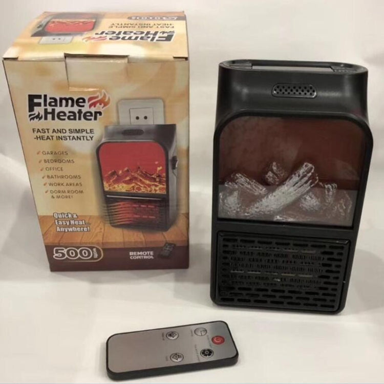 Flame Simulation Mini Portable Desktop Heater, Style:Without Remote Control, Plug Type:US(Black)