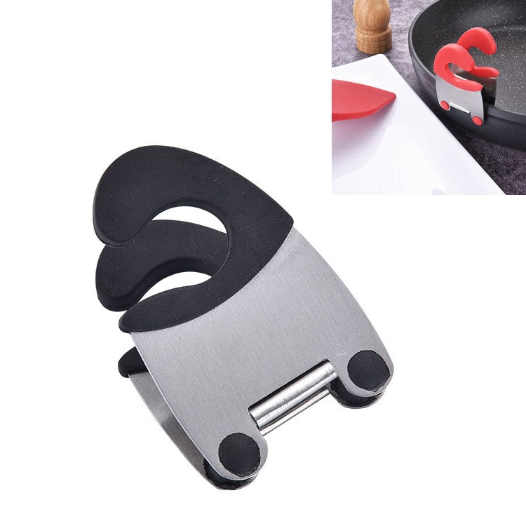 Stainless Steel Plastic Pan Edge Clamp Anti-Scald Rubber Bracket Kitchen Gadgets(Black)