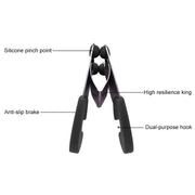 Stainless Steel Plastic Pan Edge Clamp Anti-Scald Rubber Bracket Kitchen Gadgets(Black)