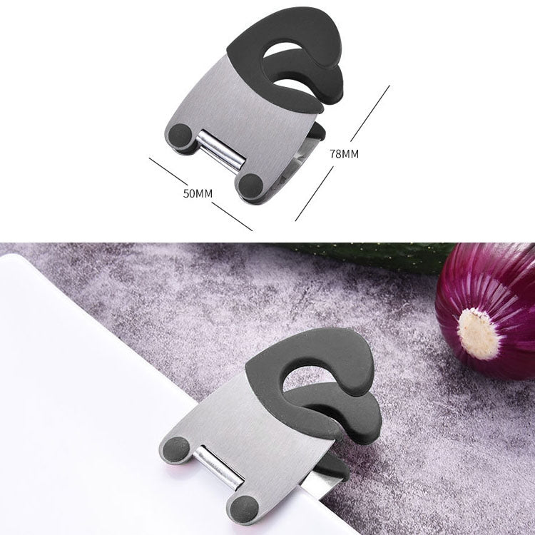 Stainless Steel Plastic Pan Edge Clamp Anti-Scald Rubber Bracket Kitchen Gadgets(Black)