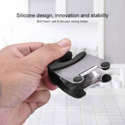 Stainless Steel Plastic Pan Edge Clamp Anti-Scald Rubber Bracket Kitchen Gadgets(Black)
