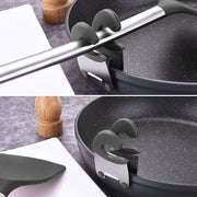 Stainless Steel Plastic Pan Edge Clamp Anti-Scald Rubber Bracket Kitchen Gadgets(Black)