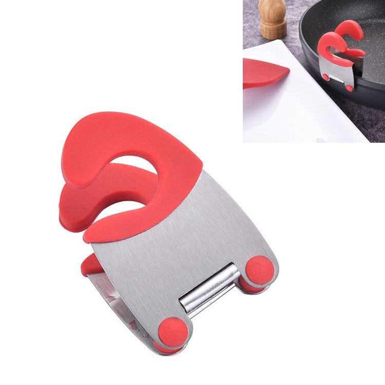 Stainless Steel Plastic Pan Edge Clamp Anti-Scald Rubber Bracket Kitchen Gadgets(Red)