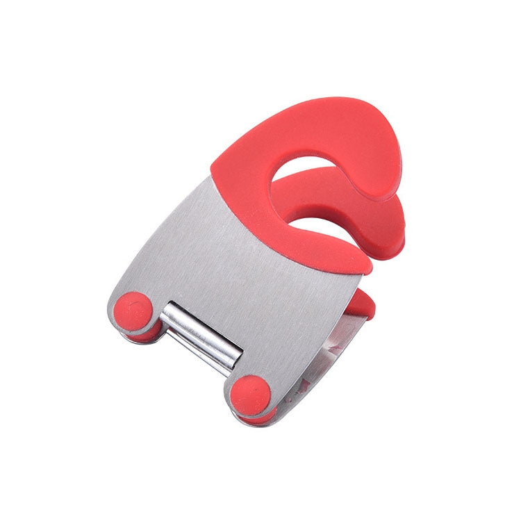 Stainless Steel Plastic Pan Edge Clamp Anti-Scald Rubber Bracket Kitchen Gadgets(Red)