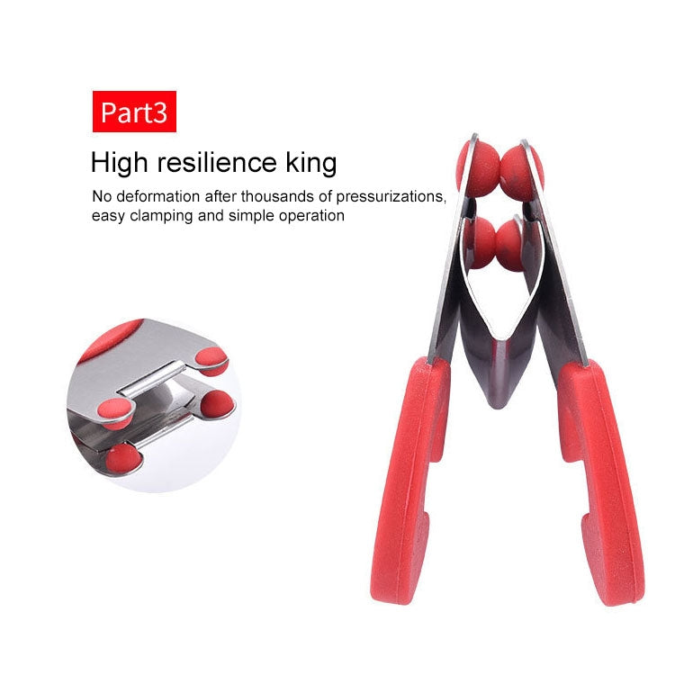 Stainless Steel Plastic Pan Edge Clamp Anti-Scald Rubber Bracket Kitchen Gadgets(Red)