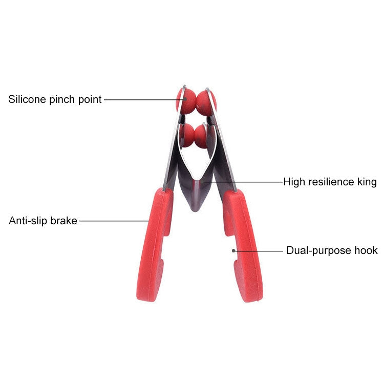 Stainless Steel Plastic Pan Edge Clamp Anti-Scald Rubber Bracket Kitchen Gadgets(Red)