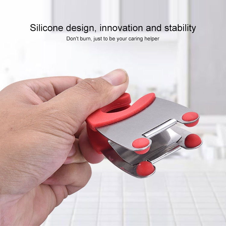 Stainless Steel Plastic Pan Edge Clamp Anti-Scald Rubber Bracket Kitchen Gadgets(Red)