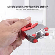 Stainless Steel Plastic Pan Edge Clamp Anti-Scald Rubber Bracket Kitchen Gadgets(Red)