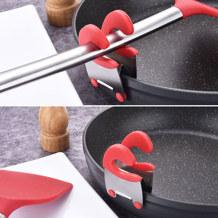 Stainless Steel Plastic Pan Edge Clamp Anti-Scald Rubber Bracket Kitchen Gadgets(Red)