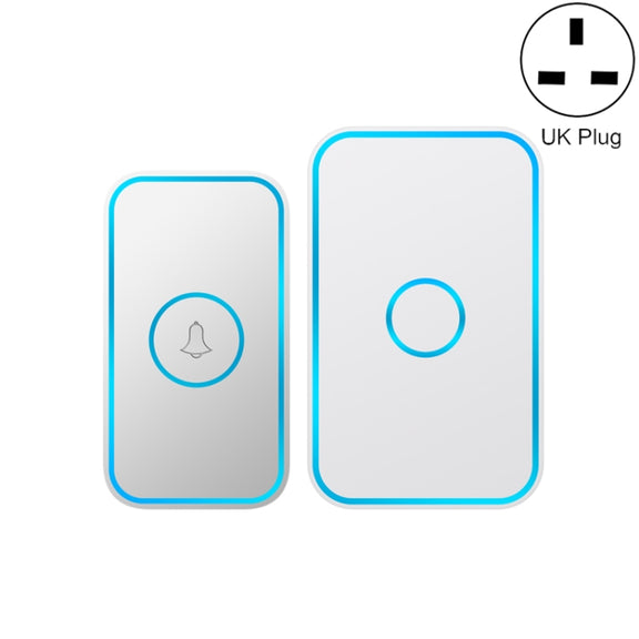CACAZI A78 Long-Distance Wireless Doorbell Intelligent Remote Control Electronic Doorbell, Style:UK Plug(Bright White)