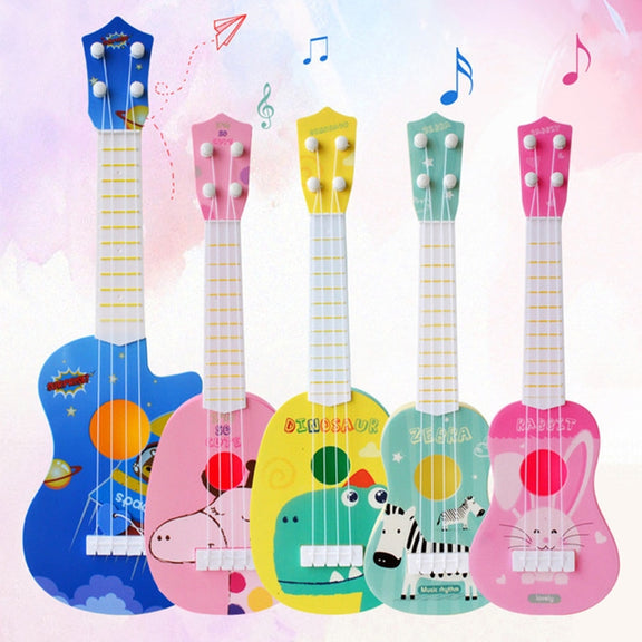 Light Blue Zebra Small Simulation Musical Instrument Mini Four Strings Playable Ukulele Early Childhood Education Music Toy