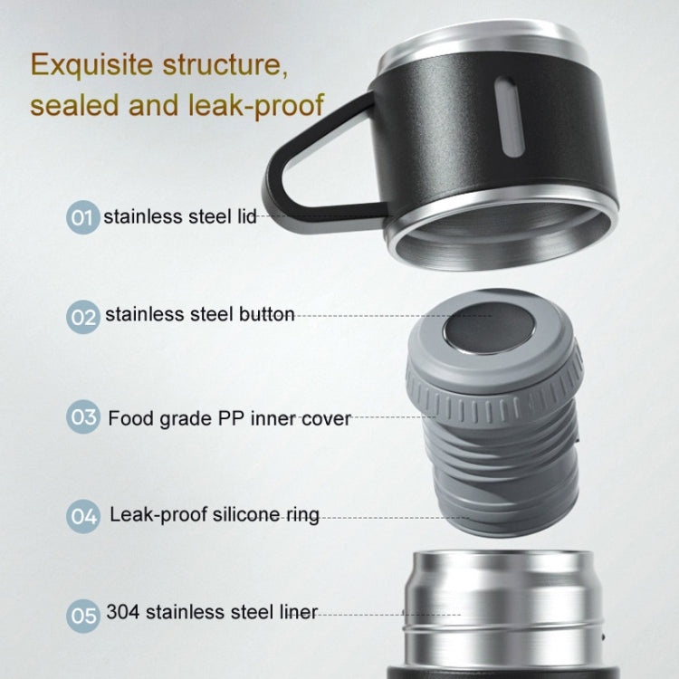 500ml 304 Stainless Steel Thermos Cup Portable Business Tea Cup,Spec: Gift Box Set(Blue)