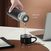 500ml 304 Stainless Steel Thermos Cup Portable Business Tea Cup,Spec: Gift Box Set(Gray)