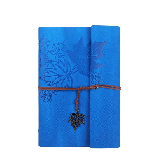A7 PU Maple Retro Straps Handbook Loose-leaf Notebook(Dark Blue)