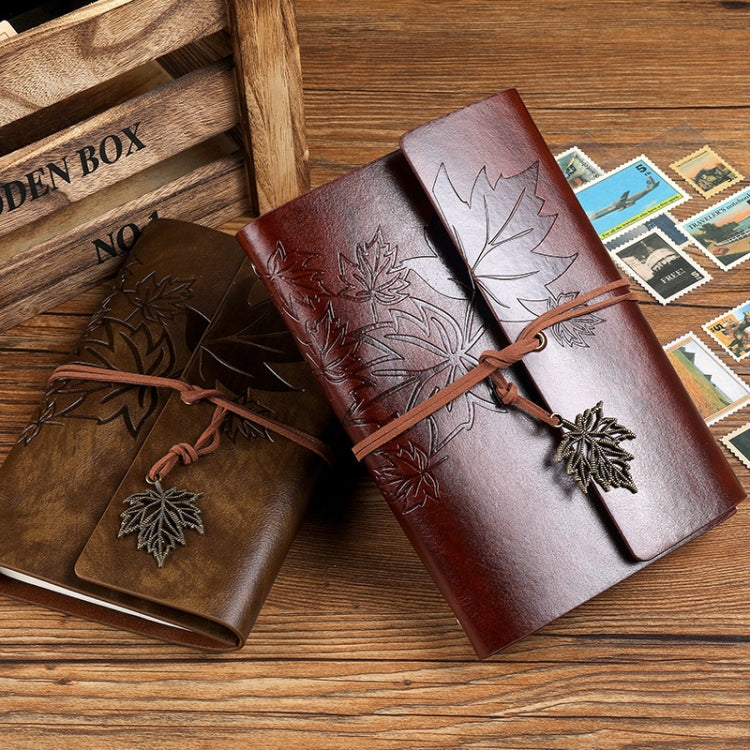 A7 PU Maple Retro Straps Handbook Loose-leaf Notebook(Light Blue)