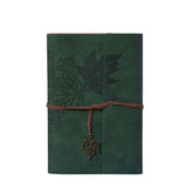 A6 PU Maple Retro Straps Handbook Loose-leaf Notebook(Army Green)