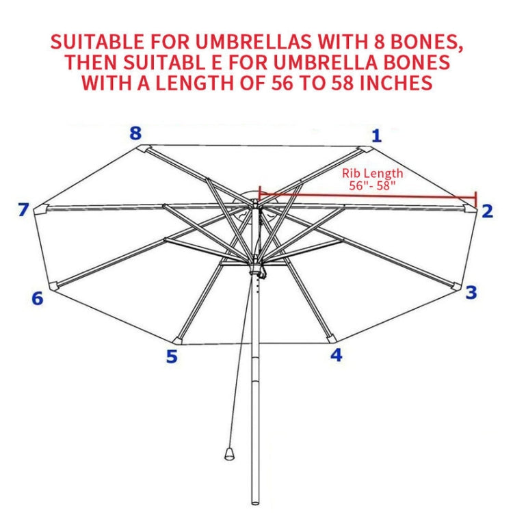 Polyester Parasol Replacement Cloth Round Garden Umbrella Cover, Size: Diameter 2.7m 8 Ribs(Black)
