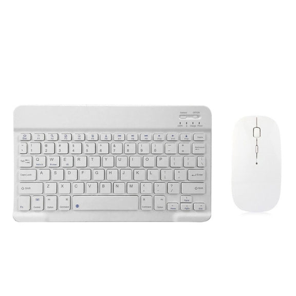 YS-001 9.7-10.1 Inch Tablets Phones Universal Mini Wireless Bluetooth Keyboard, Style:with Bluetooth Mouse(White)