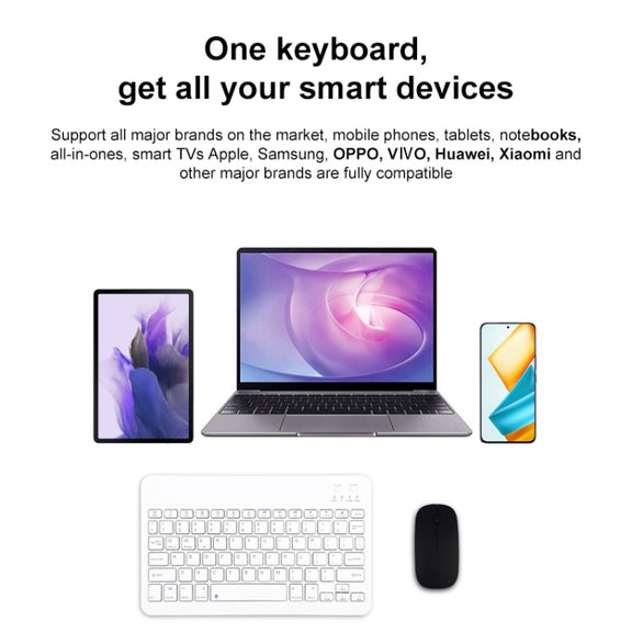 YS-001 9.7-10.1 Inch Tablets Phones Universal Mini Wireless Bluetooth Keyboard, Style:with Bluetooth Mouse(White)