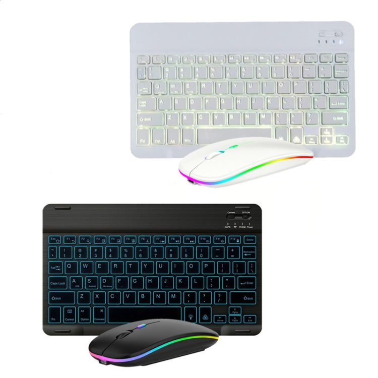 10 Inch RGB Colorful Backlit Bluetooth Keyboard And Mouse Set For Mobile Phone / Tablet(White)