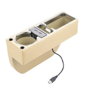 SUSISUN SNH010 Car Seat Gap Storage Box, Style:Positive Drive USB Charging(Apricot)