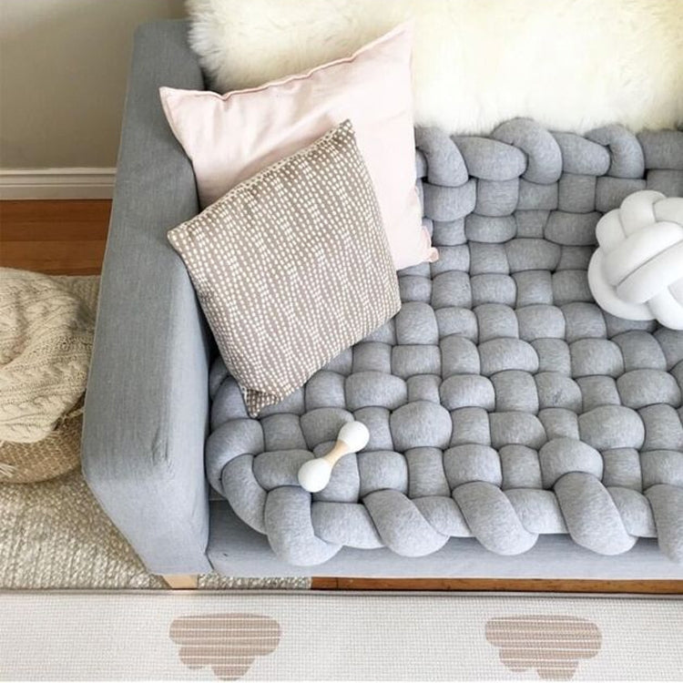 Hand-woven Home Decoration Twist Anti-skid Mat Shooting Props(Light Grey)