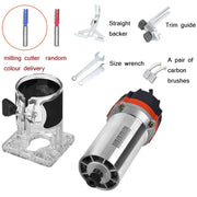 Woodworking Trimming Machine Multifunctional Electric Wood Milling Slotting Machine Engraving Tools US Plug, Material:600W Plastic Body