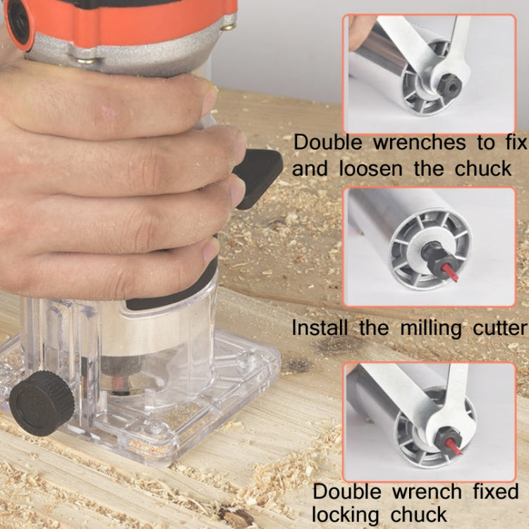 Woodworking Trimming Machine Multifunctional Electric Wood Milling Slotting Machine Engraving Tools US Plug, Material:600W Plastic Body