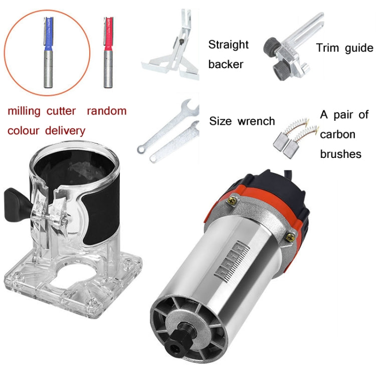 Woodworking Trimming Machine Multifunctional Electric Wood Milling Slotting Machine Engraving Tools US Plug, Material:720W Aluminum Body