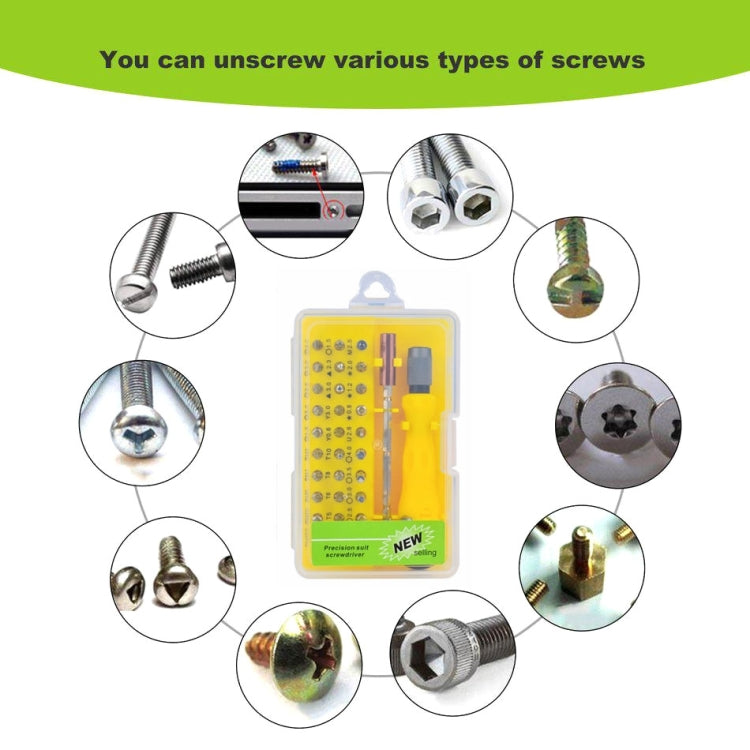 32-in-1 CRV Steel Mobile Phone Disassembly Repair Tool Multi-function Combination Screwdriver Set(Yellow)