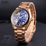 SKMEI 9194 Men Automatic Skeleton Mechanical Steel Band Watch (Rose Gold)