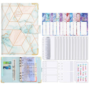 A6 Loose-leaf Notebook Budget Book Marbled Handbook,Style: Basic Model(Green)