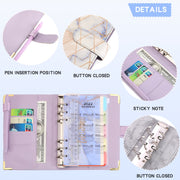A6 Loose-leaf Notebook Budget Book Marbled Handbook,Style: Deluxe Model(Blue)