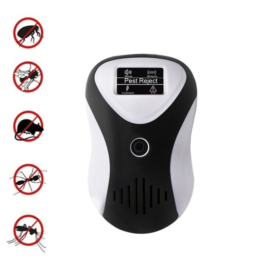 Ultrasonic Multifunctional Mouse Repeller Energy-Saving Silent Insect Repeller, Plug Type:UK Plug(Black White)