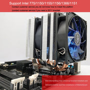 Desktop Computer 6 Copper Tube CPU Radiator Super Quiet Without Light 3-pin Single Fan
