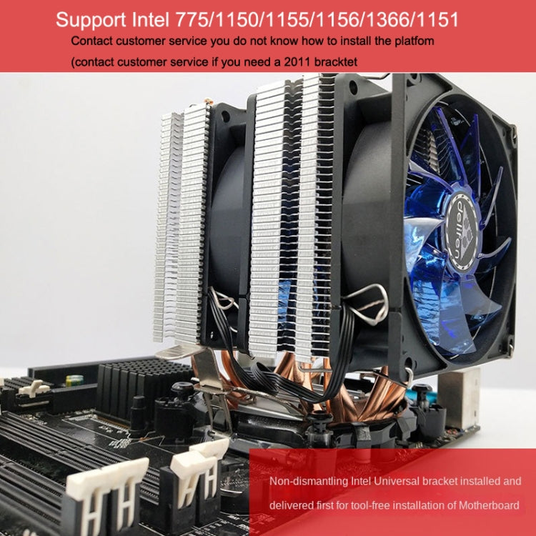 Desktop Computer 6 Copper Tube CPU Radiator Super Quiet PWM Single Fan