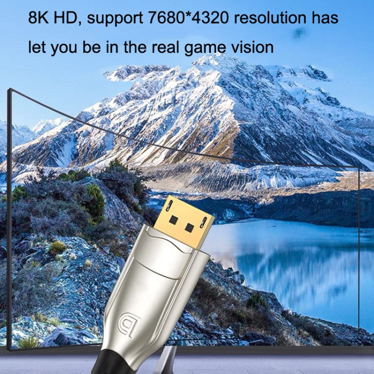 2m 1.4 Version DP Cable Gold-Plated Interface 8K High-Definition Display Computer Cable OD6.0MM 30AWG With Nylon Mesh(Gray)
