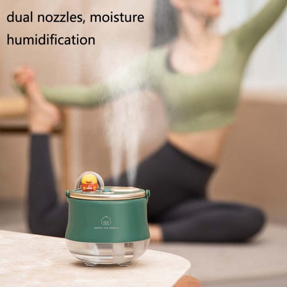 F08 Wired Water Replenishing Double Spray Humidifier LED Night Light Humidifier(Green)