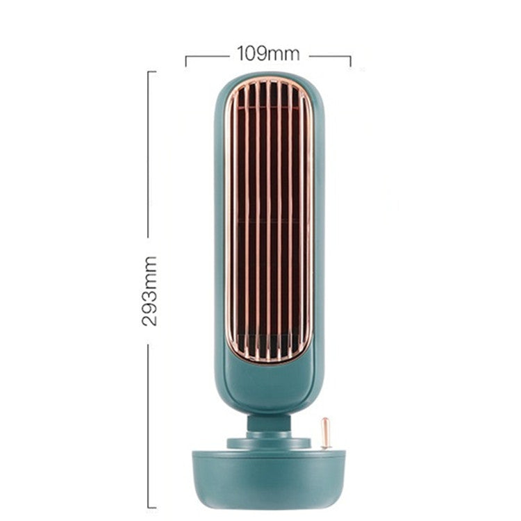 Retro Humidification Tower Fan USB Leafless Fan Water Cooling Spray Humidification Desktop Fan Cooler(White)