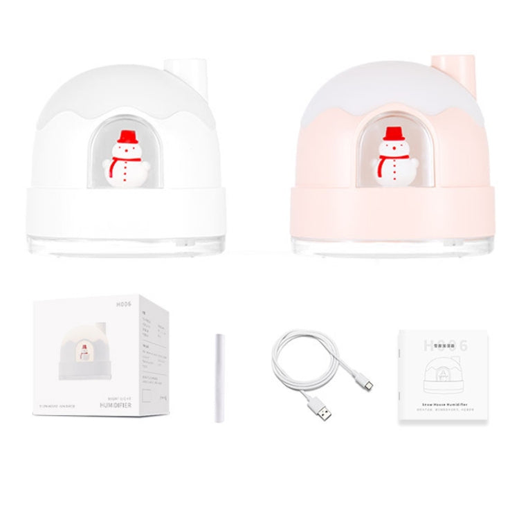 ZAY-H006 Plug-in Snowman Humidifier Night Light USB Mute Cute Desktop Air Mini Atomizer Air Humidifier(White)