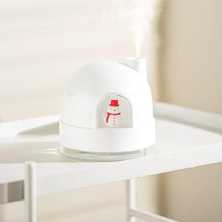 ZAY-H006 Charge Snowman Humidifier Night Light USB Mute Cute Desktop Air Mini Atomizer Air Humidifier(White)