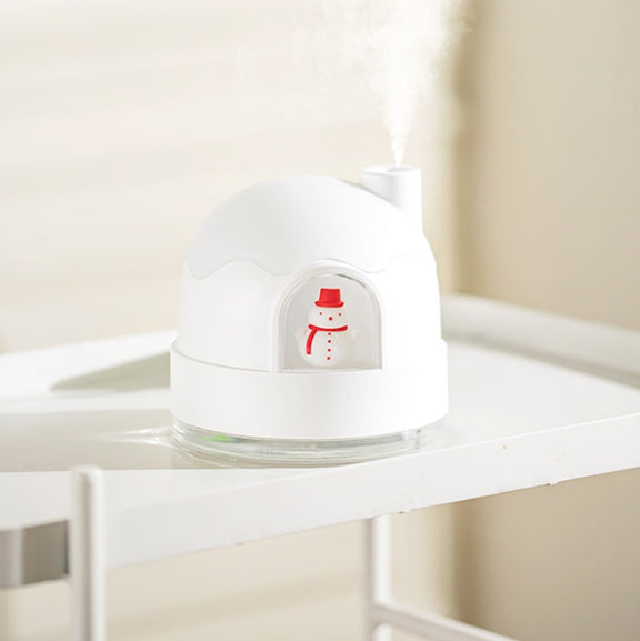 ZAY-H006 Charge Snowman Humidifier Night Light USB Mute Cute Desktop Air Mini Atomizer Air Humidifier(White)